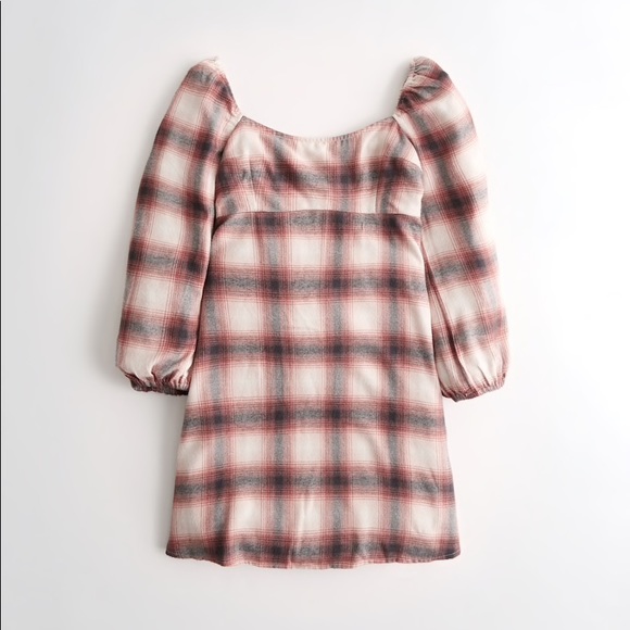 Hollister Dresses & Skirts - Hollister plaid flannel babydoll dress large